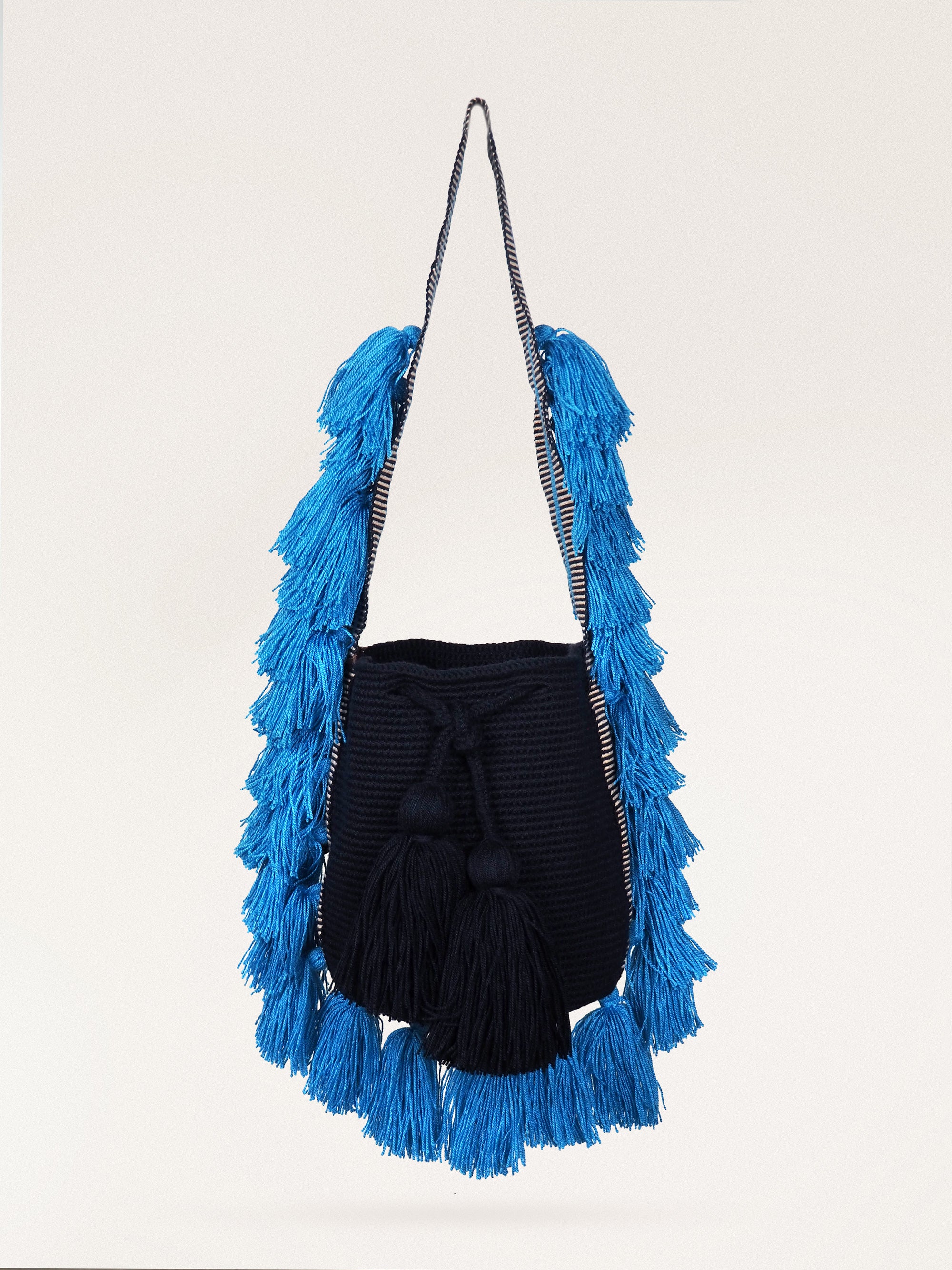 Mochila Wayuu (Mediana) - Pompon Oceano